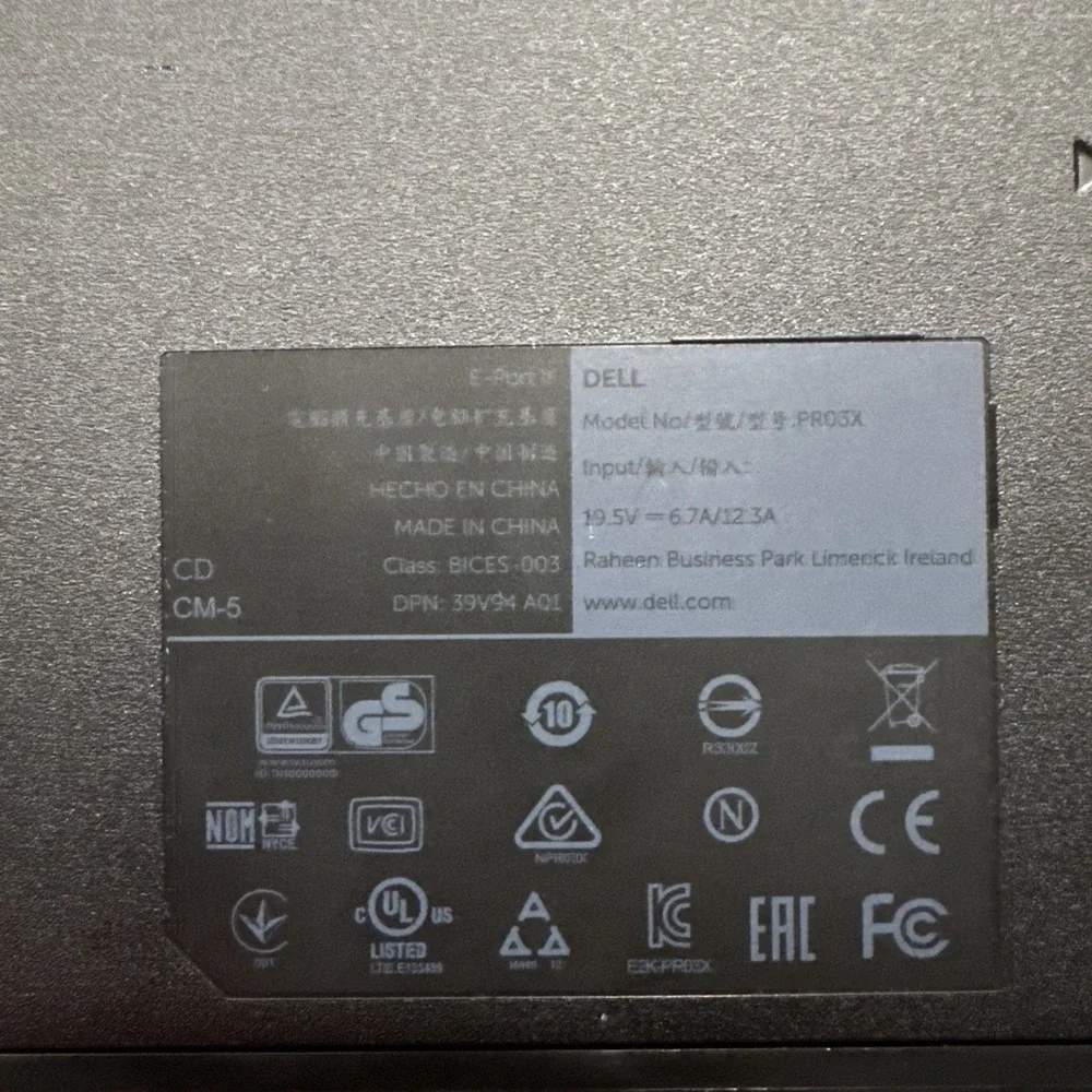 Dell Latitude E‎ Port Docking Station Model PRO3X with AC Adapter And HDMI Cord